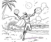 Coloriage Moon Knight joue au ballon sur la plage