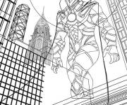 Coloriage Moon Knight parmi les appartements de la ville
