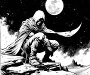 Coloriage Moon Knight se repose dans le desert