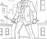 Coloriage Moon Knight sur les toits de la maison