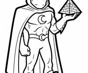 Coloriage Moon Knight tenant un petit pyramide