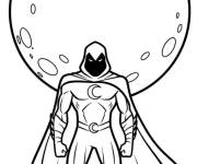 Coloriage Uniforme de Moon Knight devant la lune