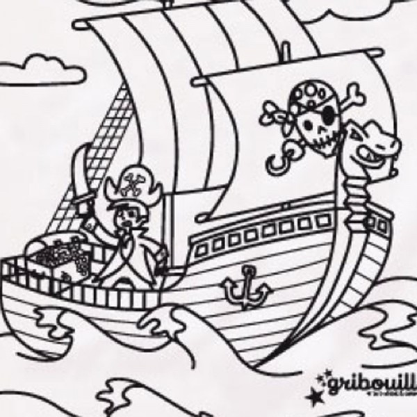 Coloriage Pirate sur le bateau dessin gratuit à imprimer
