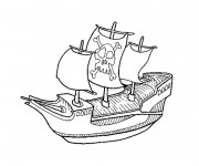 Coloriage Bateau pirate facile