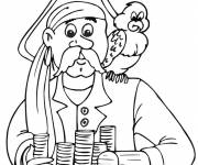 Coloriage Pirate et son fidèle perroquet