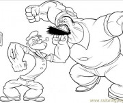 Coloriage Popeye défend sa Femme Olive