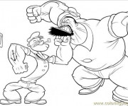 Coloriage Popeye d&eacute;fend sa Femme Olive