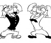 Coloriage et dessins gratuit Popeye en noir et blanc à imprimer