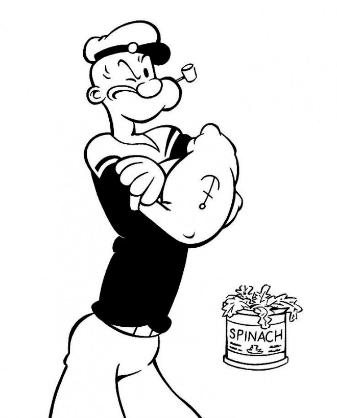 Coloriage et dessins gratuits Popeye et sa Nourriture à imprimer