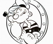 Coloriage et dessins gratuit Popeye et sa Pipe à imprimer
