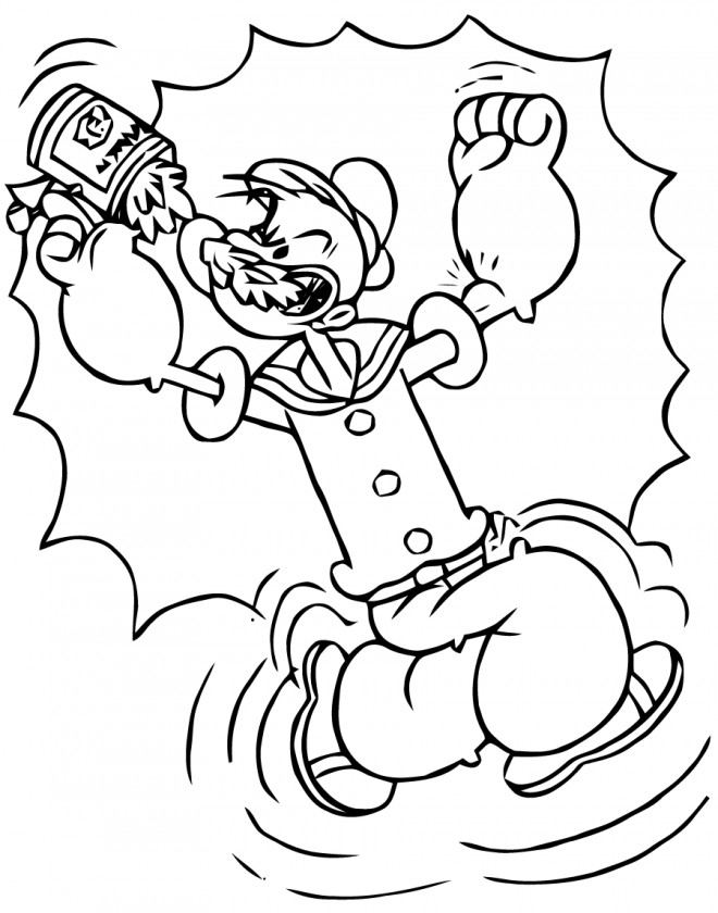 Coloriage et dessins gratuits Popeye herculéen à imprimer