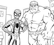Coloriage Photo de Spider Man et Red Hulk