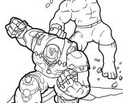 Coloriage Red Hulk contre le robot