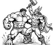 Coloriage Red Hulk contre Thor