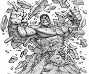 Coloriage Red Hulk en smashant
