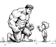 Coloriage Red Hulk et l'enfant