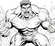 Coloriage Red Hulk exprimant sa force