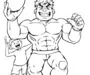 Coloriage Red Hulk jouant au rugby