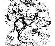 Coloriage Red Hulk muscl&eacute; h&eacute;ros de Marvel