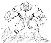 Coloriage Red Hulk pr&ecirc;t pour se battre dans les rochers
