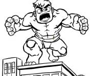 Coloriage Red Hulk saute du b&acirc;timent