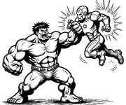 Coloriage Red Hulk se bat contre Iron Man