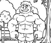 Coloriage Red Hulk style cartoon dans le parc