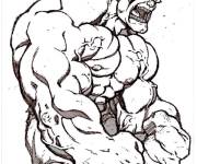 Coloriage Red Hulk tout muscl&eacute; et pr&ecirc;t a attaquer