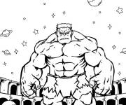 Coloriage Sc&egrave;ne de Red Hulk dans l'arne cosmique