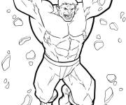 Coloriage Sc&egrave;ne de  Red Hulk qui d&eacute;truit
