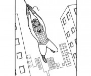 Coloriage et dessins gratuit Spiderman en l'air à imprimer