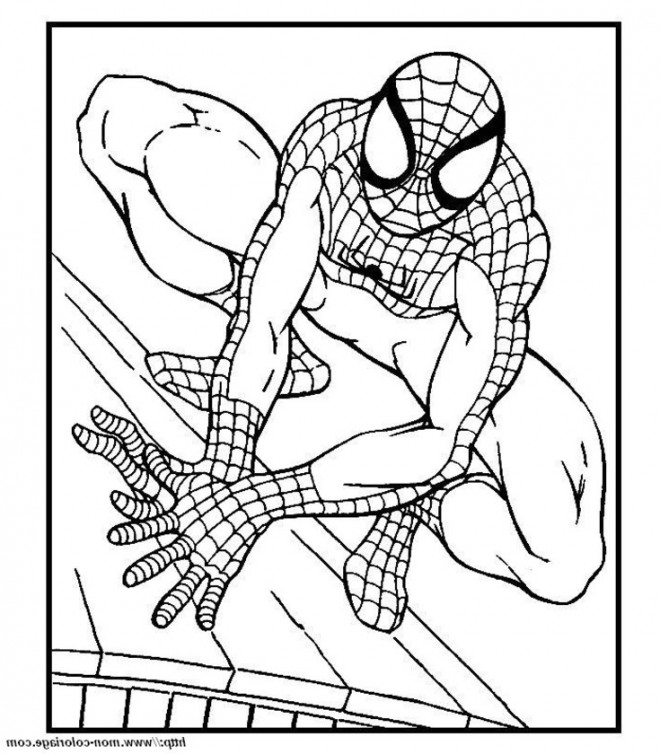Coloriage Spiderman te regarde dessin gratuit à imprimer
