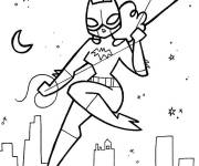 Coloriage Batgirl en se d&eacute;pla&ccedil;ant dans Gotham