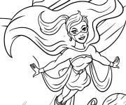 Coloriage et dessins gratuit super h&eacute;ro&iuml;ne en volant dans l'espace à imprimer