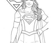 Coloriage Super h&eacute;ro&iuml;ne Super Girl avec logo