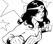 Coloriage et dessins gratuit Super h&eacute;ro&iuml;ne wonder woman &agrave; motifs en &eacute;toile à imprimer