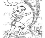 Coloriage Super-h&eacute;ro&iuml;ne Wonder Woman et Tornade