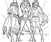 Coloriage Superh&eacute;ro&iuml;nes Wonder Woman, Super Woman et Batgirl