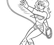 Coloriage Wonder Woman en plein action