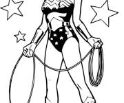Coloriage wonder woman la super h&eacute;ro&iuml;ne pr&ecirc;te pour le combat