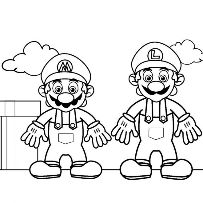 Coloriage Super Héros Mario Et Luigi Dessin Gratuit à Imprimer