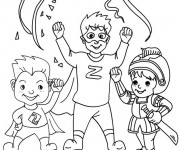 Coloriage Les Enfants Super Héros et La Fête