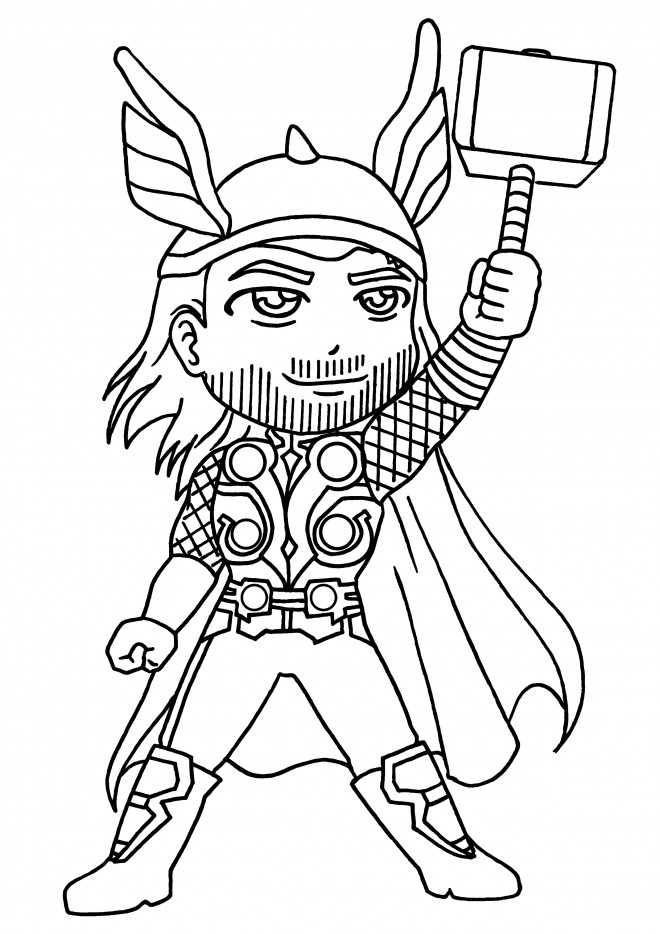 Coloriage Super Héro Thor dessin gratuit à imprimer