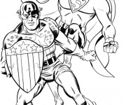 Coloriage Super Héros Superman et Captain America