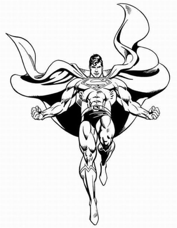 Coloriage et dessins gratuits Superman en noir et blanc à imprimer