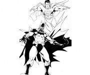 Coloriage et dessins gratuit Superman et Batman à imprimer