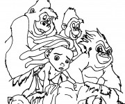 Coloriage Le Petit Tarzan sur La Montagne