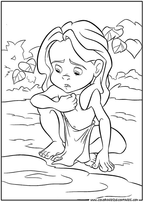Coloriage et dessins gratuits Le Petit Tarzan triste à imprimer