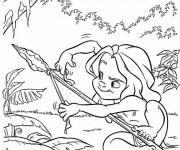 Coloriage Tarzan apprendre &agrave; survivre