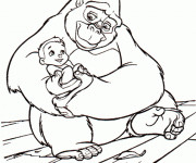 Coloriage Tarzan B&eacute;b&eacute; et La Gorille